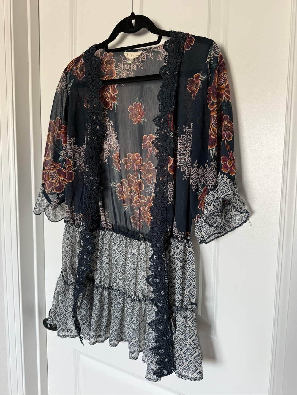 Boho Floral Sheer Kimono Cardigan